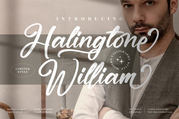 Halingtone William: A Delicate Script Font for Elegant Designs